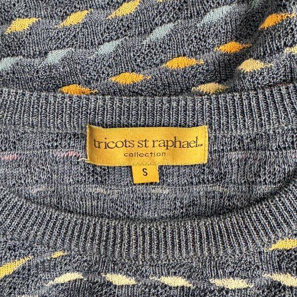 Vintage TRICOTS ST RAPHAEL Sweater Mens S Blue Pullover Textured Grandpacore - Picture 5 of 6